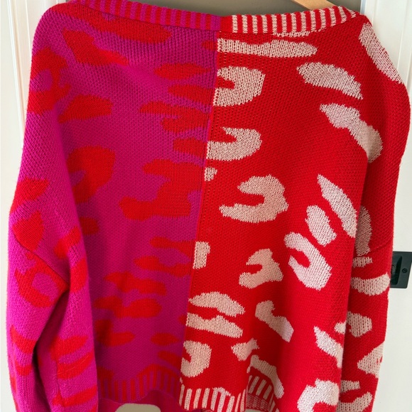 SHEIN Women's Plus Pink, Tan and Red Colorful Cardigan Sweater 3X - Picture 8 of 10